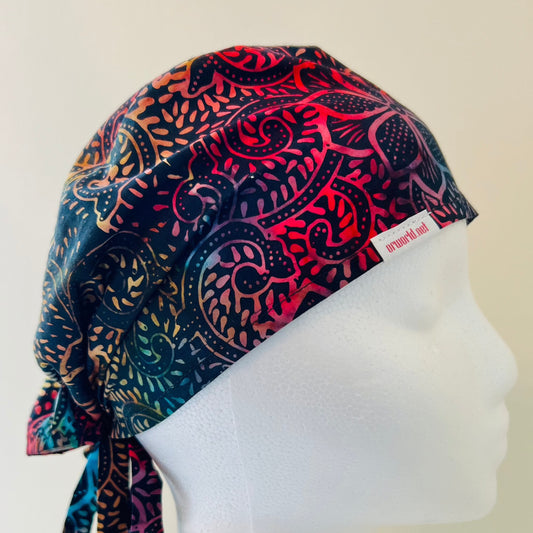 Scrub Cap-Batik colorful vines