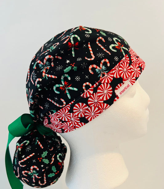 Ponytail Hat-Candy Cane Lane