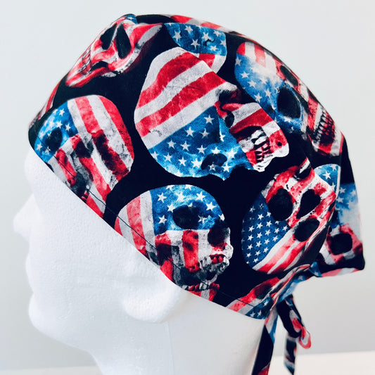 Scrub Cap-Fourth of July-USA Skulls