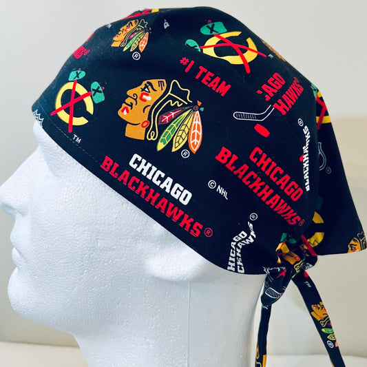 Scrub Cap-Chicago Black hawks