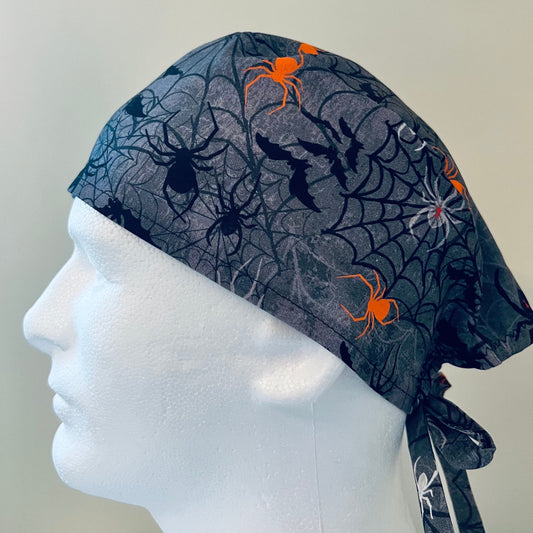 Scrub Cap-Halloween Spiders