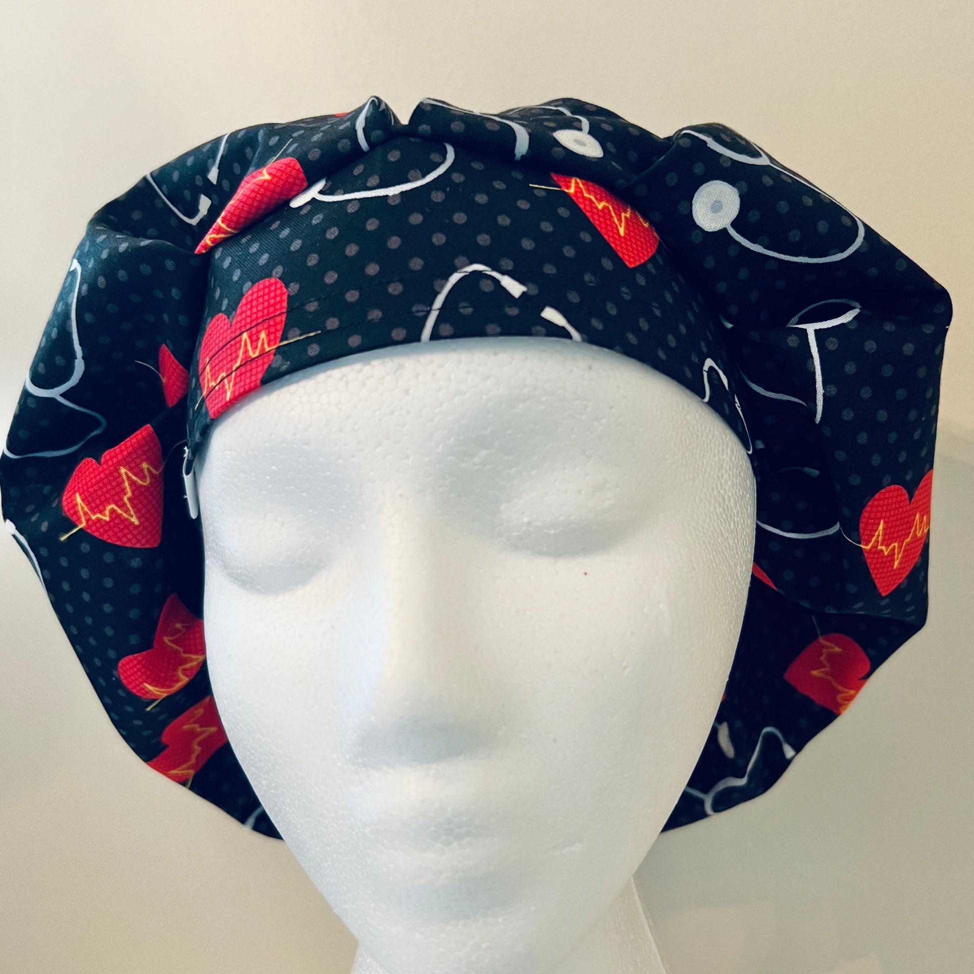 Bouffant-Surgical Hats-Stethoscopes-Red Hearts-Saving The Day