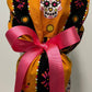 Ponytail-Snoopy Sugar Skull with Pink Ribbon Ties