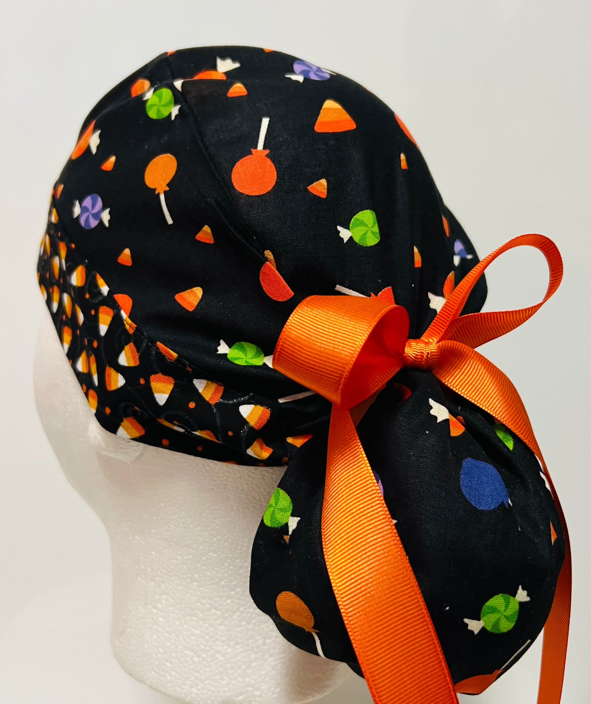 Ponytail- Candy Corn and Lollipops-With Orange Ribbon Ties