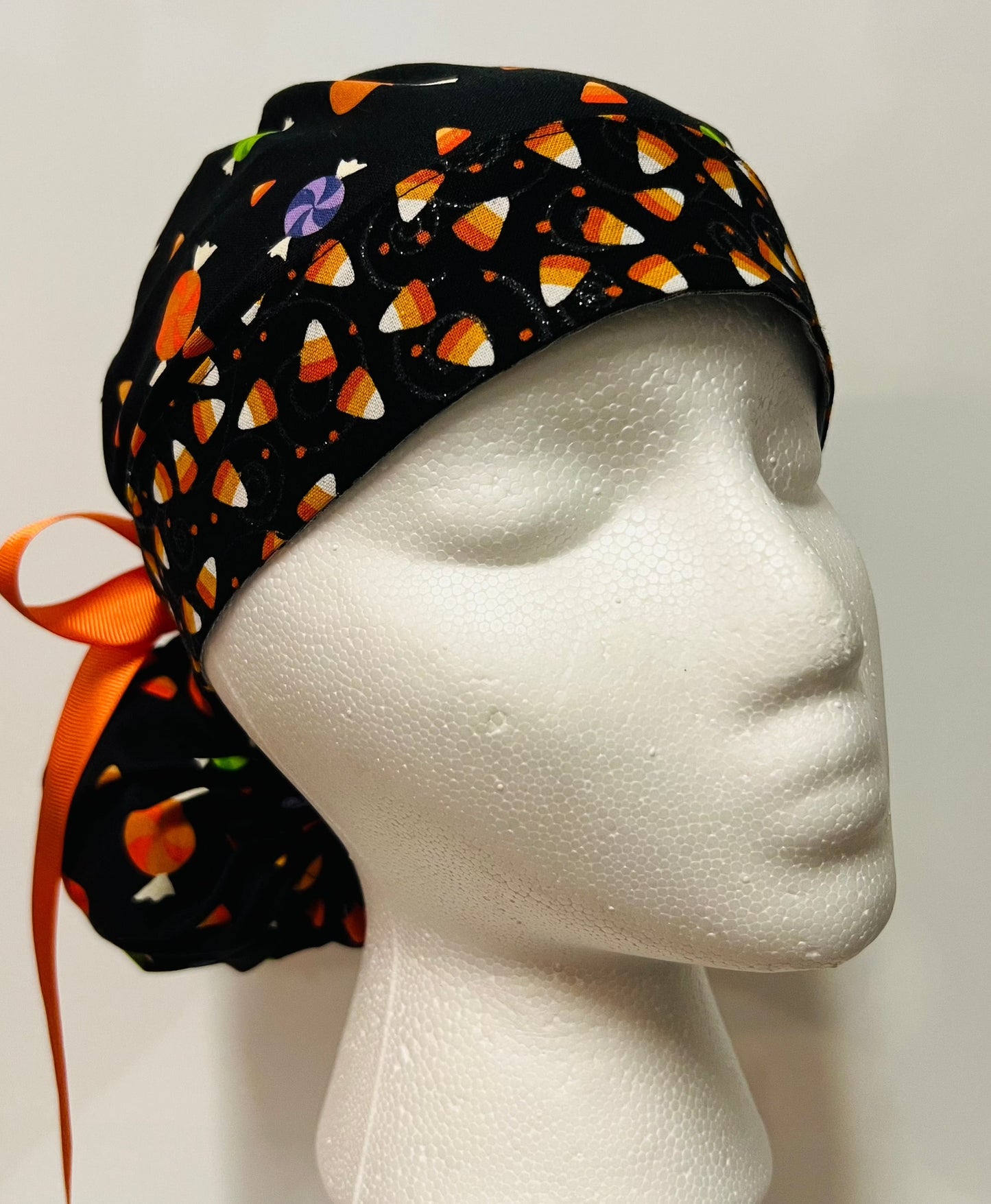 Ponytail- Candy Corn and Lollipops-With Orange Ribbon Ties