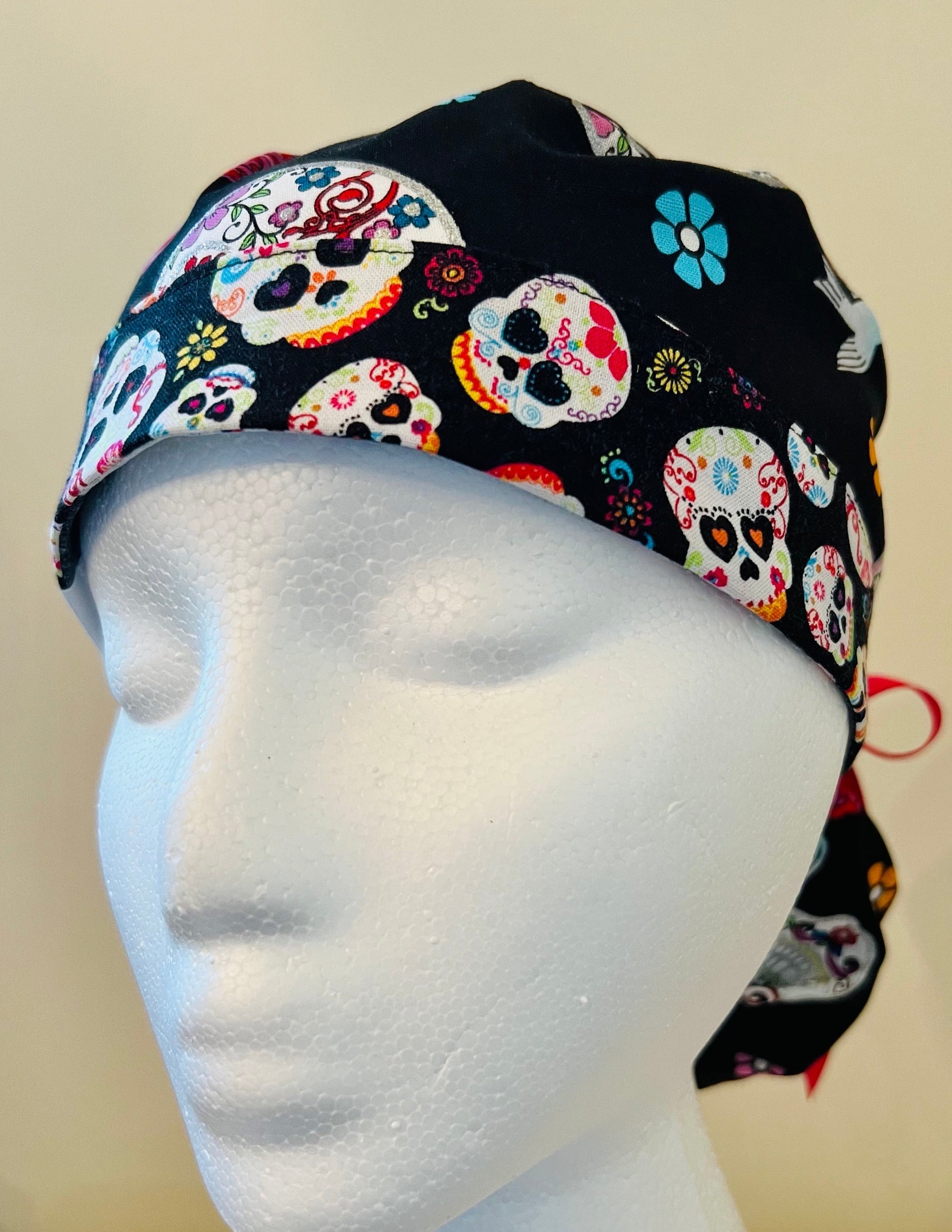 Ponytail-Sugar Skully with Pink Ribbon Ties