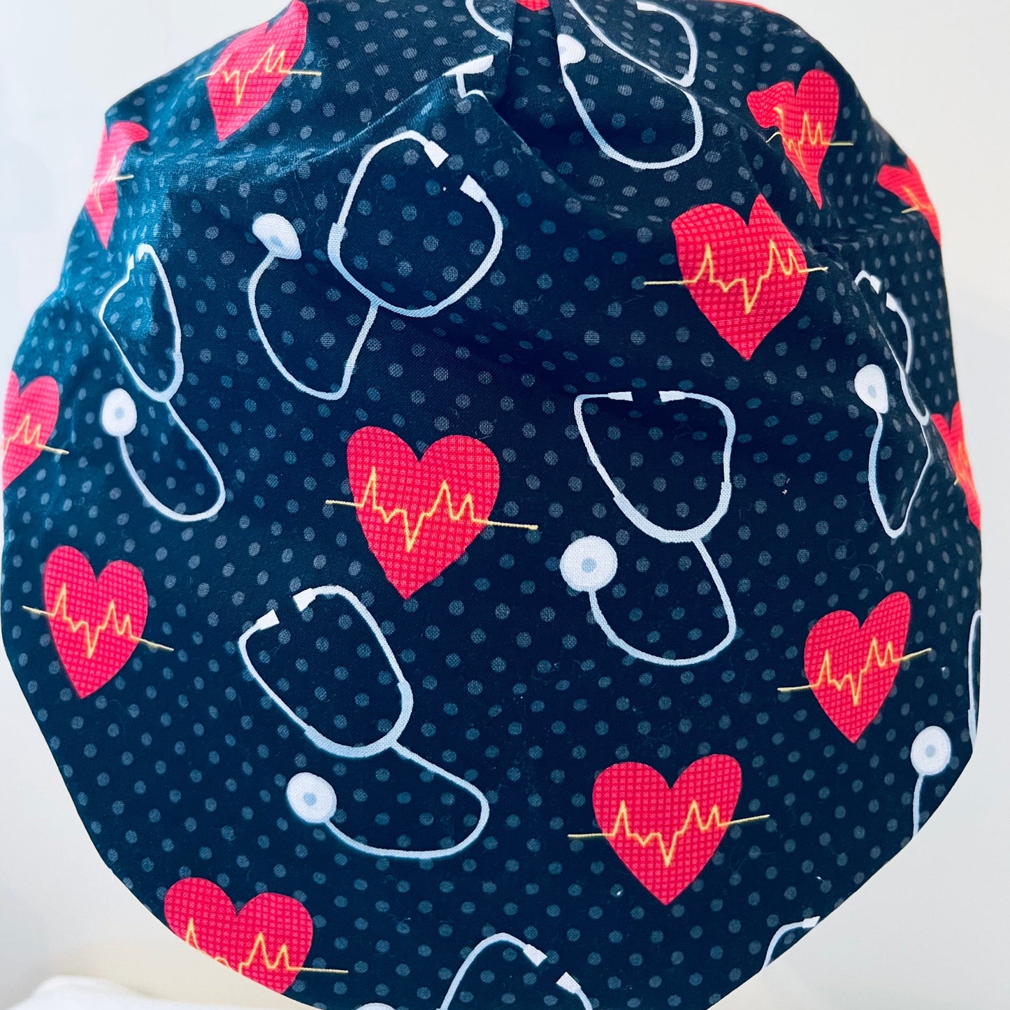 Bouffant-Stethoscopes with Red Hearts